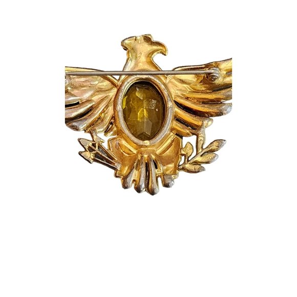 Vintage Early Glass & Rhinestone Eagle Brooch (A2711) - Picture 4 of 6
